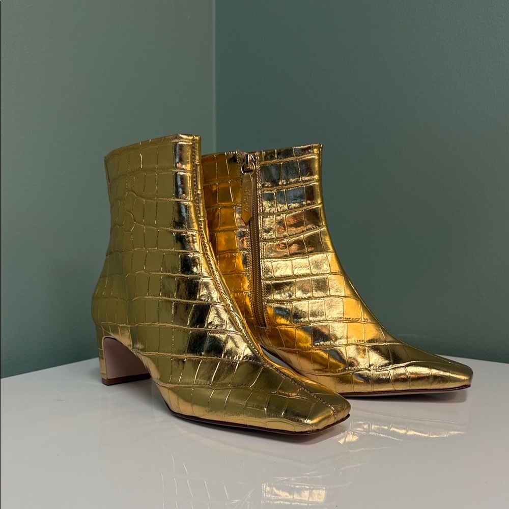 SCHUTZ Metallic Gold Ankle Booties